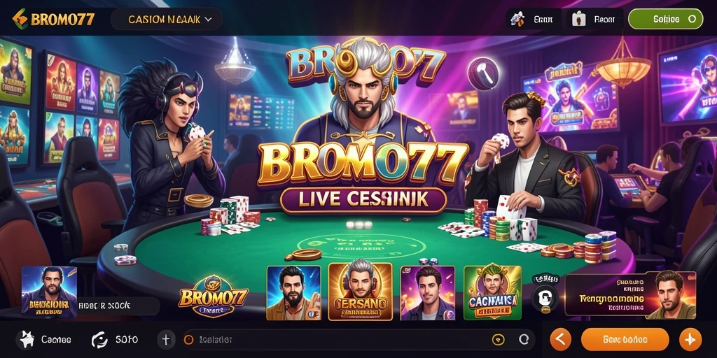 Tampilan gameplay Live Casino BROMO77 menampilkan dealer langsung yang profesional.