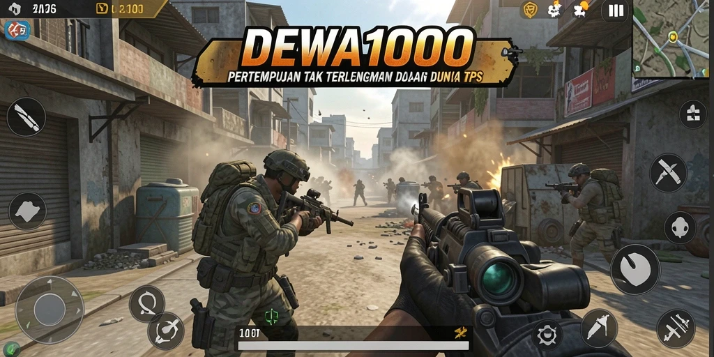 Screenshot DEWA1000 menampilkan aksi mendebarkan dalam TPS.