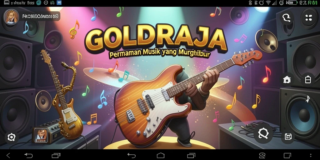Tampilan gameplay GOLDRAJA yang seru dengan musik yang mengasyikkan.