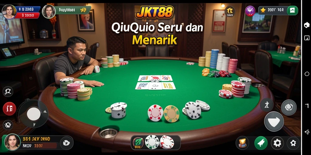 Screenshot gameplay JKT88 menunjukkan suasana seru permainan QiuQiu.