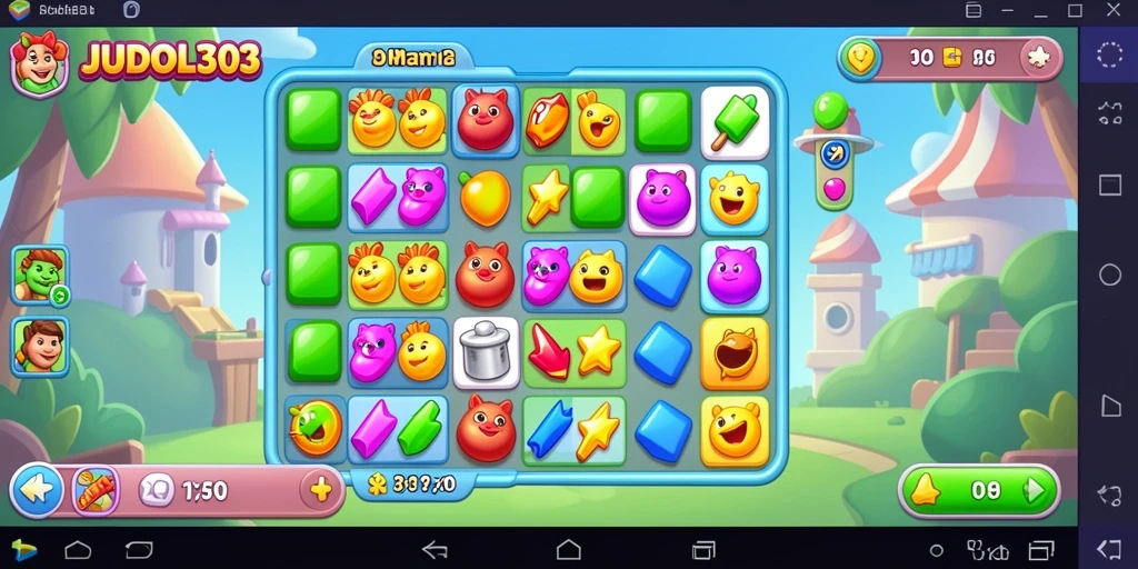 Tampilan gameplay seru JUDOL303 dalam gaya Match-3.