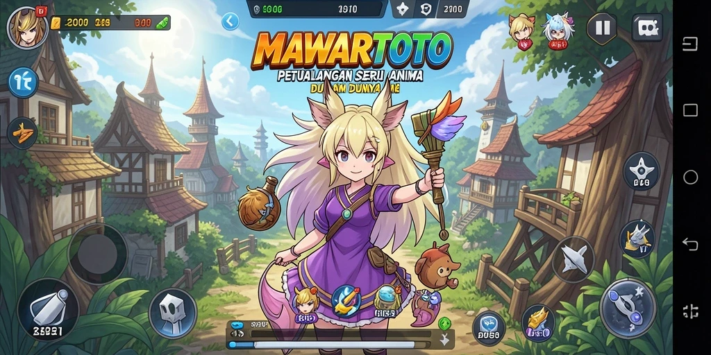 Tangkapan layar gameplay MAWARTOTO dengan karakter anime yang dinamis.