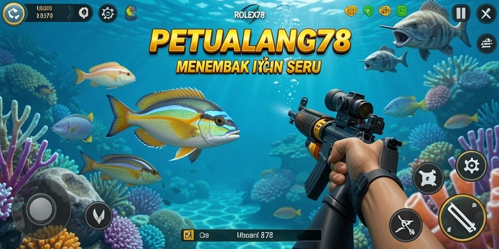 Tampilan gameplay seru dalam ROLEX878 saat menembak ikan.