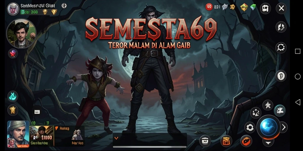 Screenshot gameplay SEMESTA69 menampilkan suasana horor yang mencekam dan menakutkan.