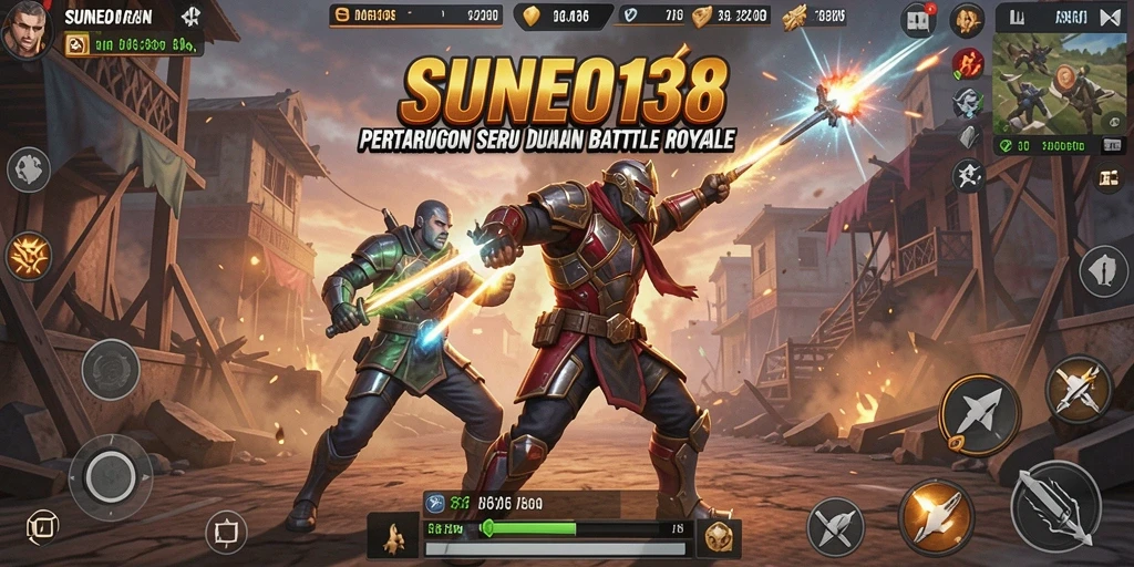 Screenshot utama SUNEO138 menampilkan aksi seru gameplay Battle Royale.