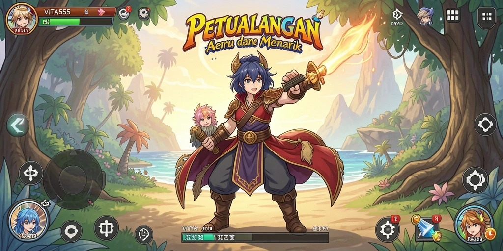 Tampilan gameplay VITA555 dengan karakter Anime yang menarik.